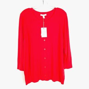 New 1901 Button Front Cardigan Sweater Size XXL Coral Cotton Blend